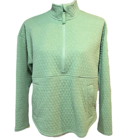 Eddie Bauer Tops - Eddy Bauer light green quilted half zip pullover sweatshirt Women’s small | rr3
